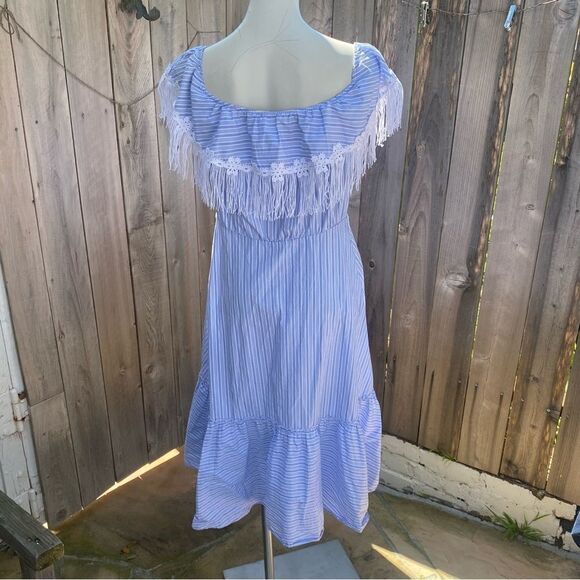 Uterque striped midi dress with lace and fringe design - Picture 7 of 13